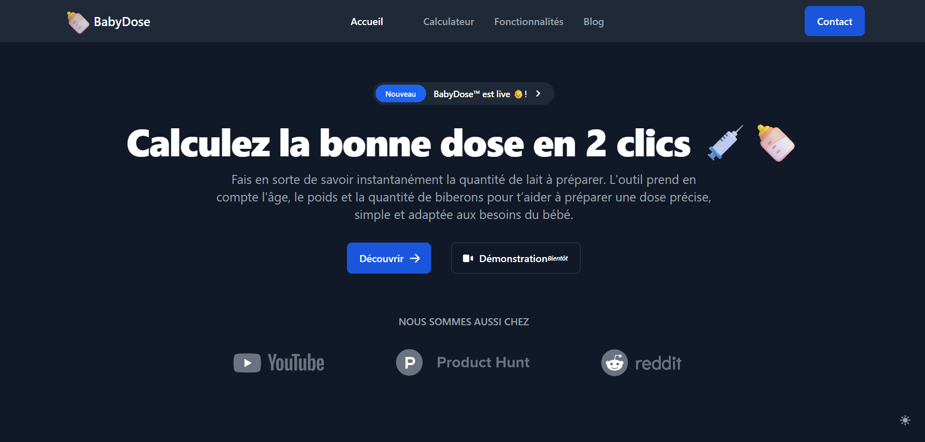 Capture d'écran de l'application BabyDose™BabyDose™