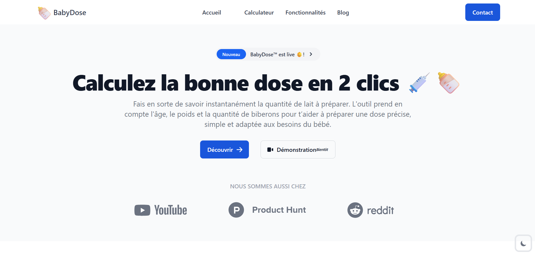 Capture d'écran de l'application BabyDose™BabyDose™