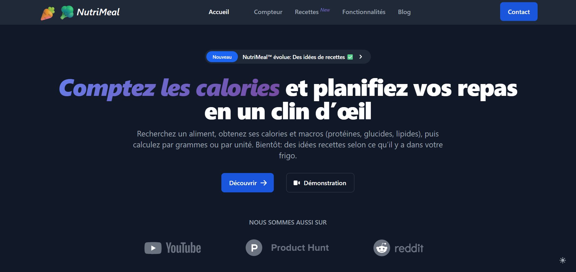 Capture d'écran de l'application NutriMeal™NutriMeal™