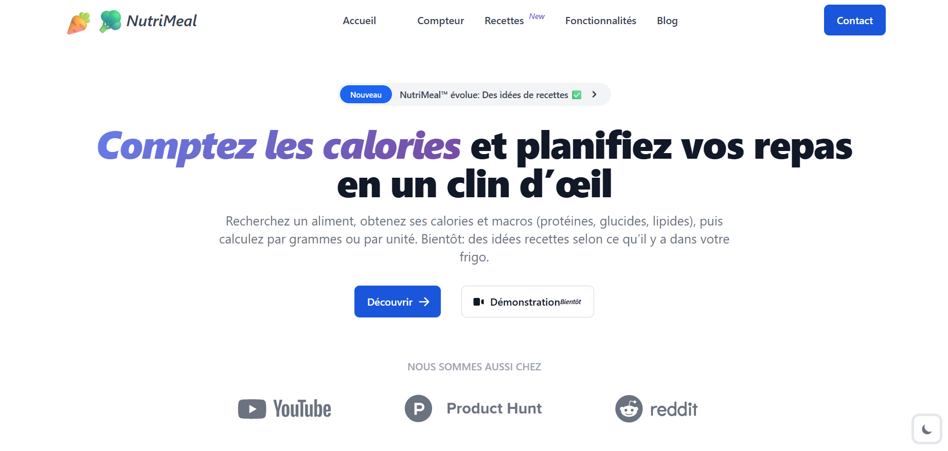 Capture d'écran de l'application NutriMeal™NutriMeal™